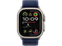 Apple Watch Ultra 2 (2024), GPS + Cellular, 49 mm, Gehäuse aus natürlichem Titan, Doppeltipp-Geste, blaues Trail Loop-Armband, Größe S/M