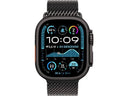 Apple Watch Ultra 2 (2024), GPS + Cellular, 49 mm, Gehäuse aus schwarzem Titan, Doppeltipp-Geste, Milanaise-Armband aus schwarzem Titan, Größe L
