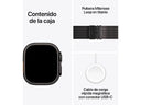 Apple Watch Ultra 2 (2024), GPS + Cellular, 49 mm, Gehäuse aus schwarzem Titan, Doppeltipp-Geste, Milanaise-Armband aus schwarzem Titan, Größe L