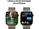 Apple Watch Series 10 (2024), GPS + Cellular, 46 mm, Doppeltipp-Geste, Gehäuse aus Natur-Titan, Armband aus Natur-Milanaise, Größe S/M