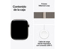 Apple Watch Series 10 (2024), GPS + Cellular, 46 mm, Doppeltipp-Geste, Gehäuse aus Natur-Titan, Armband aus Natur-Milanaise, Größe S/M