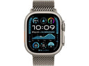 Apple Watch Ultra 2 (2024), GPS + Cellular, 49 mm, Gehäuse aus Titan Natur, Doppeltipp-Geste, Milanaise-Armband aus Titan Natur, Größe L
