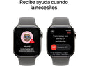 Apple Watch Series 10 (2024), GPS + Cellular, 42 mm, Doppeltipp-Geste, Gehäuse aus Titan natur, Sportarmband in Steingrau, Größe M/L