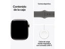 Apple Watch Series 10 (2024), GPS + Cellular, 42 mm, Doppeltipp-Geste, Gehäuse aus Titan natur, Sportarmband in Steingrau, Größe M/L