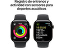Apple Watch Series 10 (2024), GPS + Cellular, 42 mm, Doppeltipp-Geste, Gehäuse aus Titan in Schiefergrau, schwarzes Sportarmband, Größe M/L