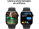 Apple Watch Series 10 (2024), GPS + Cellular, 42 mm, Doppeltipp-Geste, Gehäuse aus Titan in Schiefergrau, schwarzes Sportarmband, Größe M/L