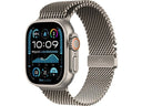 Apple Watch Ultra 2 (2024), GPS + Cellular, 49 mm, Gehäuse aus Titan Natur, Doppeltipp-Geste, Milanaise-Armband aus Titan Natur, Größe S