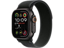 Apple Watch Ultra 2 (2024), GPS + Cellular, 49 mm, Schwarzes Titangehäuse, Doppeltipp-Geste, Schwarzes Trail Loop Armband, Größe S/M