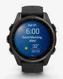 Garmin Fenix ​​8 AMOLED Saphir 43 mm Titan Carbon Grau Schwarzes Armband