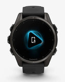 Garmin Fenix ​​8 AMOLED Saphir 43 mm Titan Carbon Grau Schwarzes Armband