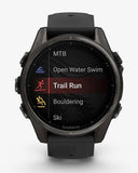 Garmin Fenix ​​8 AMOLED Saphir 43 mm Titan Carbon Grau Schwarzes Armband