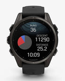 Garmin Fenix ​​8 AMOLED Saphir 43 mm Titan Carbon Grau Schwarzes Armband