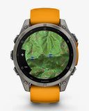 Garmin Fenix ​​8 AMOLED Saphir 47 mm Titan Silber Orange Armband