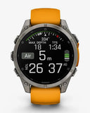 Garmin Fenix ​​8 AMOLED Saphir 47 mm Titan Silber Orange Armband