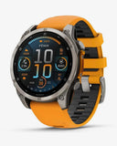 Garmin Fenix ​​8 AMOLED Saphir 47 mm Titan Silber Orange Armband