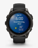 Garmin Fenix ​​8 AMOLED Saphir 47 mm Titan Carbon Grau Schwarzes Armband