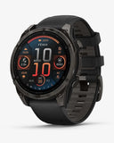 Garmin Fenix ​​8 AMOLED Saphir 47 mm Titan Carbon Grau Schwarzes Armband