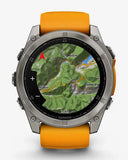 Garmin Fenix ​​8 AMOLED Saphir 51 mm Titan Silber Orange Armband
