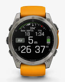 Garmin Fenix ​​8 AMOLED Saphir 51 mm Titan Silber Orange Armband