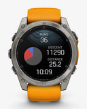 Garmin Fenix ​​8 AMOLED Saphir 51 mm Titan Silber Orange Armband