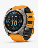 Garmin Fenix ​​8 AMOLED Saphir 51 mm Titan Silber Orange Armband