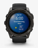 Garmin Fenix ​​8 AMOLED Saphir 51 mm Titan Carbon Grau Schwarzes Armband