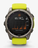 Garmin Fenix ​​8 Sapphire Solar 51 mm Titangrau Gelbes Armband