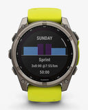 Garmin Fenix ​​8 Sapphire Solar 51 mm Titangrau Gelbes Armband